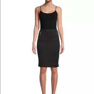 🍀Kasper black skirt with zipper pockets